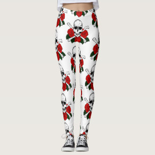 Legging Rosas de crânios
