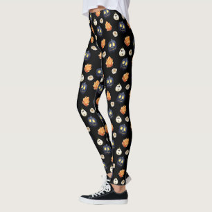 Legging Rosas de cristais laranja de abóbora esculpidos no