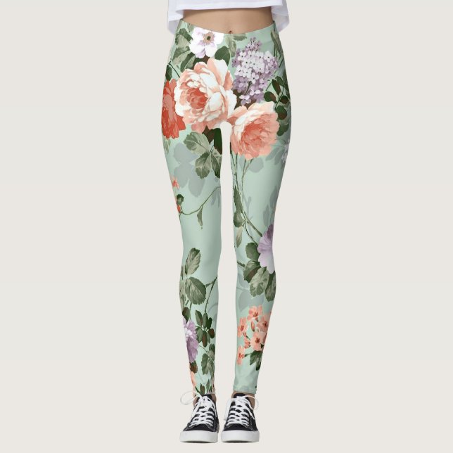 Legging Rosas de Pêssego Vintage (Frente)