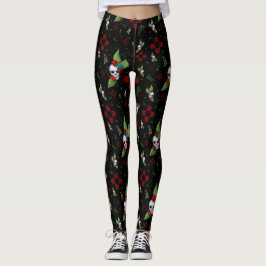 Legging Rosas do crânio Zia Sun Greenery Black Novo México