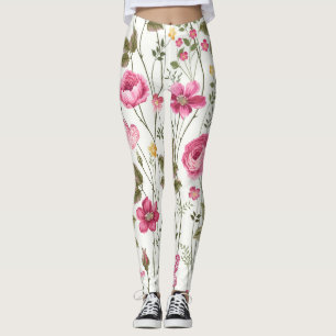 Legging Rosas e Borboletas: Floral sem costura