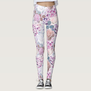 Legging Rosas e hortênsias em aquarela.