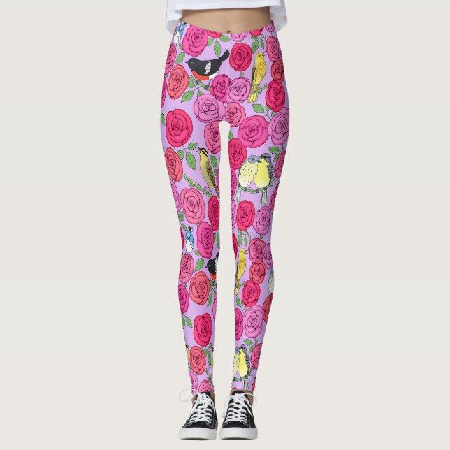 Legging rosas e mantas de lança-lavanda (Frente)