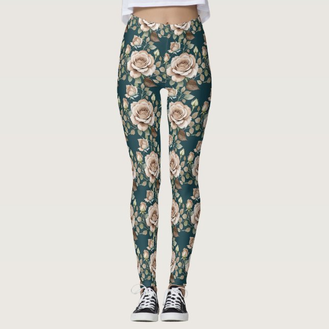 Legging Rosas em Aquarela em Tons Pálidos (Frente)