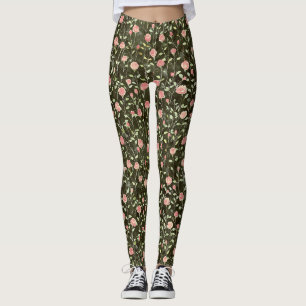 Legging Rosas Florais Pretas e Rosadas