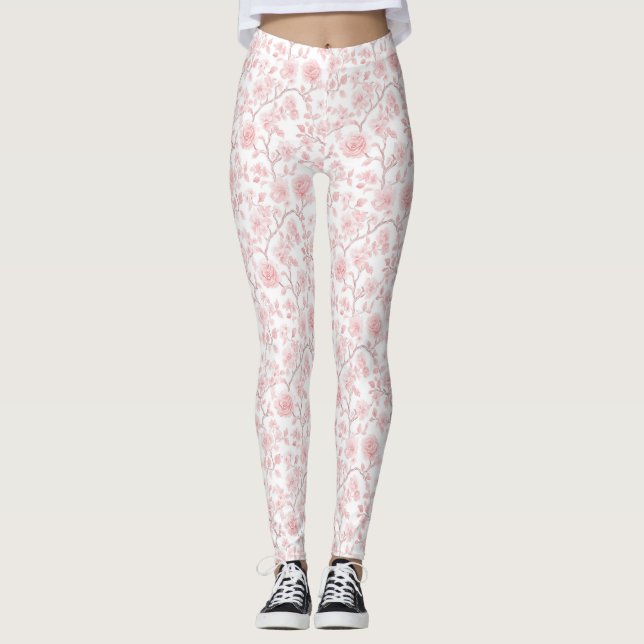 Legging Rosas Florais Rosa Bonito (Frente)