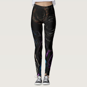 Legging Rosas Góticas Escuras Padrão de Textura de Veludo