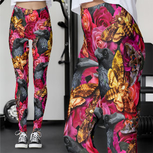 Legging Rosas Góticos de Raven Hawk Hawk Head