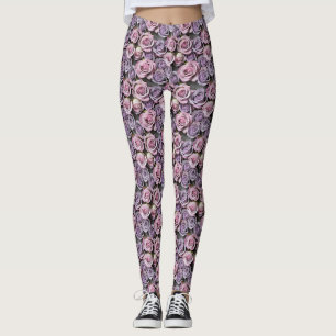 Legging Rosas Lavanda Com Lilás Suave E Rosa