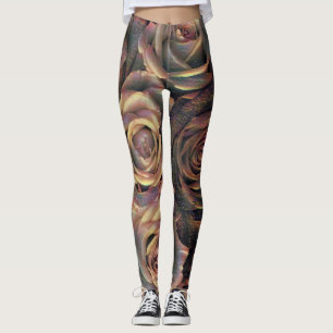 Legging Rosas marrons, laranja, de ouro