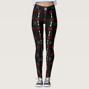 Legging Rosas mortos (Preto com Vermelho)