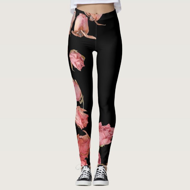 Legging Rosas naturais vermelhos em fundo transparente (Frente)