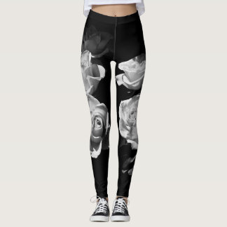 Legging Rosas negras e brancas