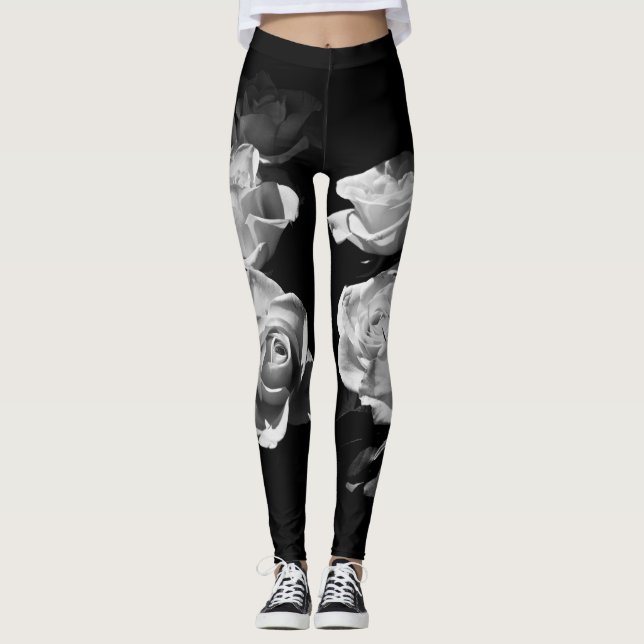 Legging Rosas negras e brancas (Frente)