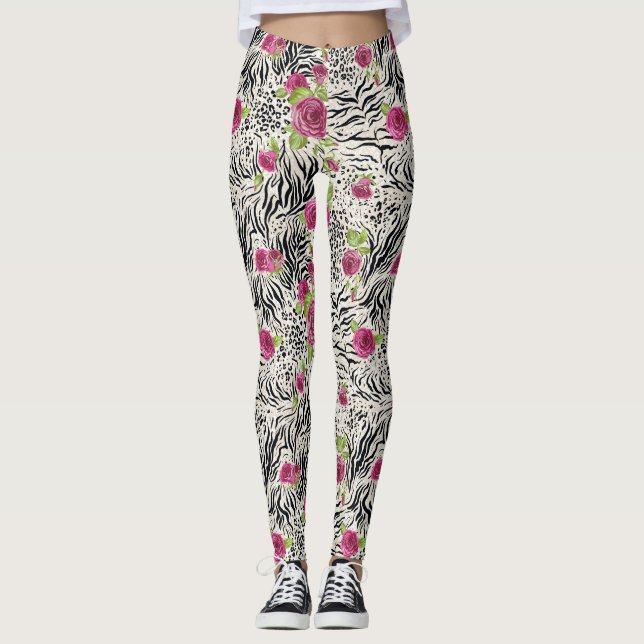 Legging Rosas no teste padrão animal (Frente)