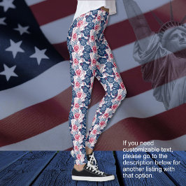 Legging Rosas Patrióticas estrelas - vermelho branco azul 