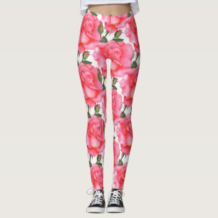 Legging Rosas Rosa Arte Floral