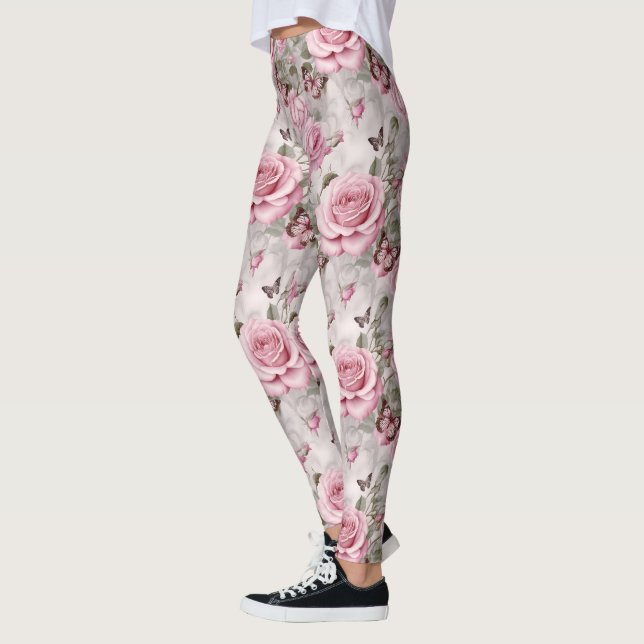Legging Rosas rosa e Borboletas Aquarela (Esquerda)