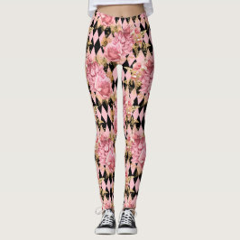 Legging Rosas rosa e Harlequin