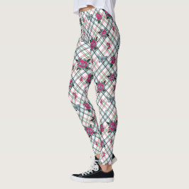 Legging Rosas Tatuagem Azul Rosa  Borboletas Xadrez