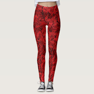 Legging rosas vermelhas