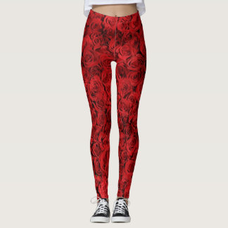 Legging rosas vermelhas