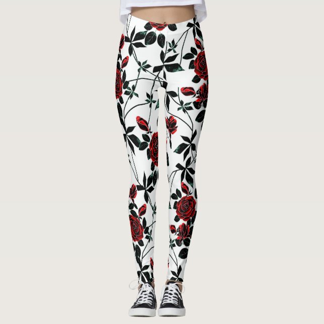 Legging Rosas vermelhas. (Frente)