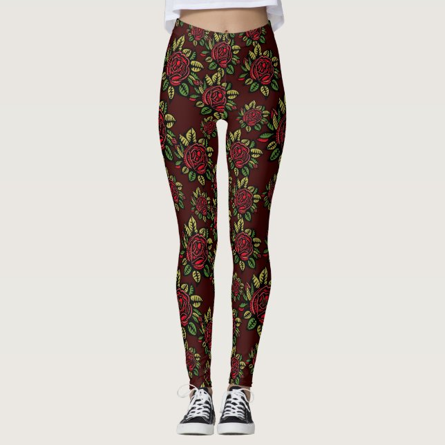 Legging rosas vermelhas (Frente)