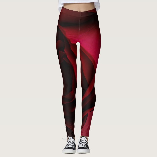 Legging Rosas vermelhas, calças de yoga, roupa ativa (Frente)