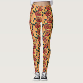 Legging Rosas Vermelhas E Amarelas