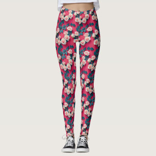 Legging Rosas Vermelhas E Brancas