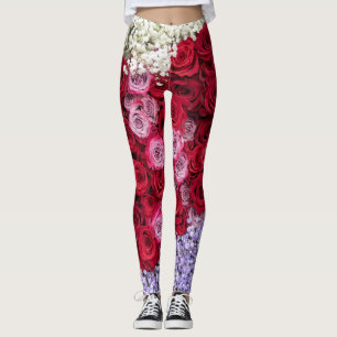 Legging Rosas Vermelhas e Rosas com Gipsófila Colorida