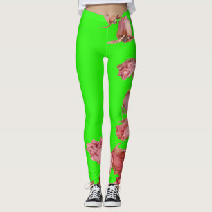 LEGGING ROSAS VERMELHAS NATURAIS EM NEON GREEN