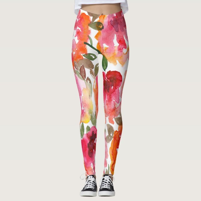 Legging Rosas vermelhas Shabby, padrão perfeito. (Frente)