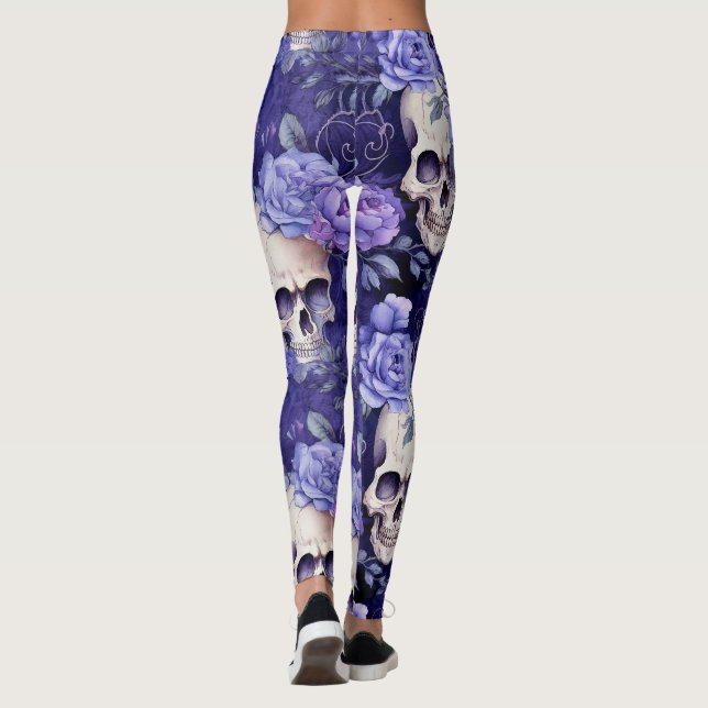 Legging Rosas violetas con calaveras (Verso)