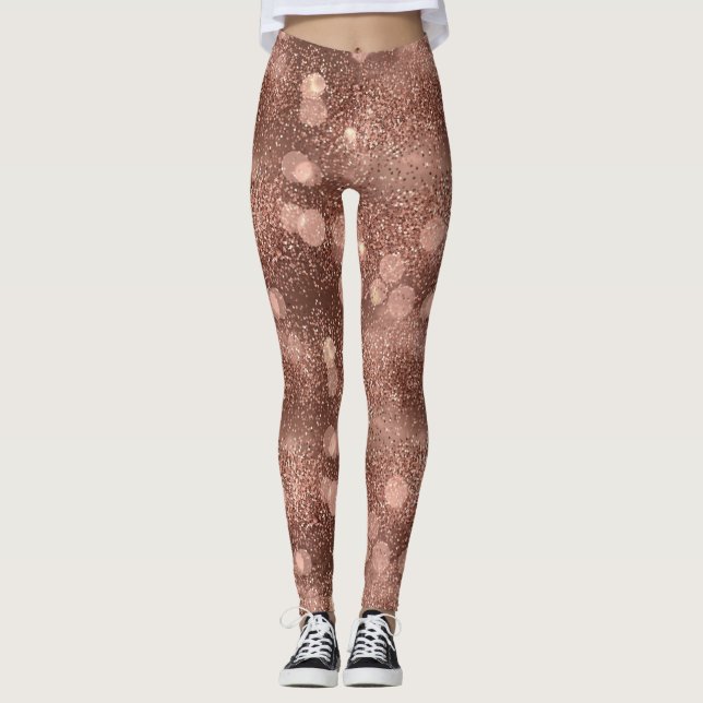 Legging Rose Gold Glitter Sparkle Luxury Pattern (Frente)