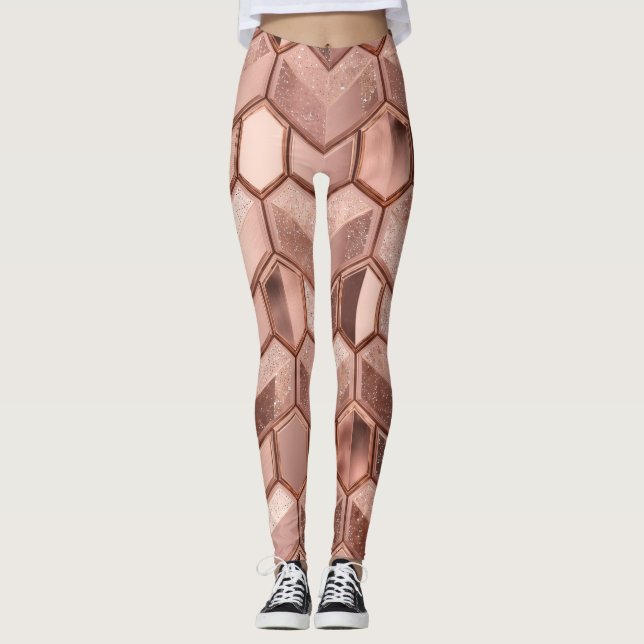 Legging Rose Gold Pattern Design – Elegant Luxury Metallic (Frente)