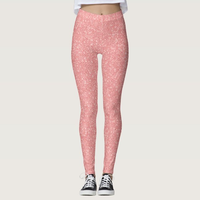 Legging Rose Gold Sparkle Pattern – Luxury Blush Metallic  (Frente)
