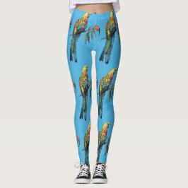 Legging Rosella Parrot Watercolor Blue Pássaros
