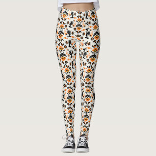 Legging Rosemaling Arte Folclórica Norueguesa