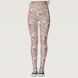 Legging Roses In Shades Of Peach And Coral 