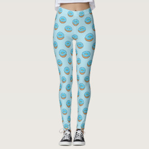 Legging Rosquinha Fosco Azul com Cartoon Sprinkles