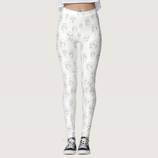 Legging Rosto Feminino Mínimo Padrão de Linha (2) (Frente)