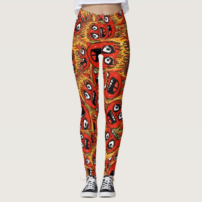 Legging Rostos de cartoon caóticos (Frente)
