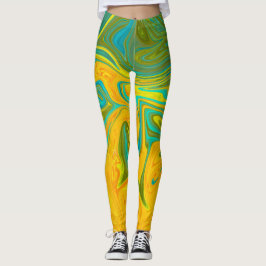 Legging Rotação Abstrato Verde de Verde Amarelo Trendy Neo