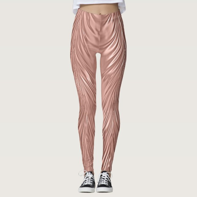 Legging Rotação Metálica Rosa Dourada (Frente)