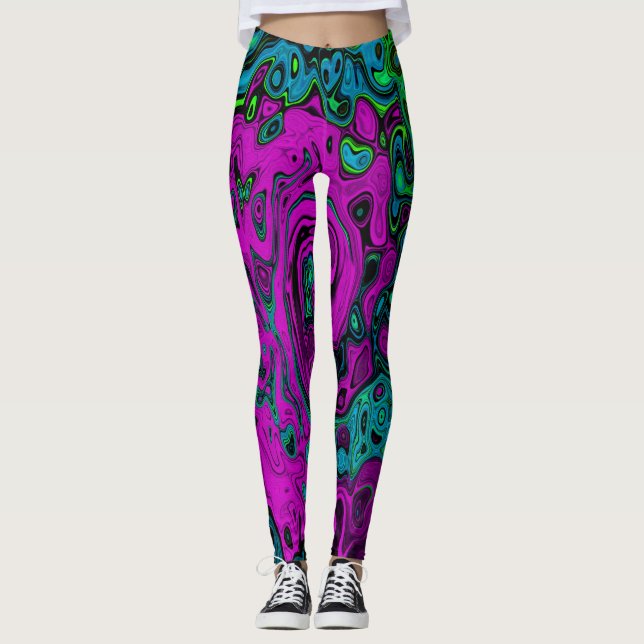 Legging Roteiro de Arte Líquida Magenta Magenta-Abstrato (Frente)