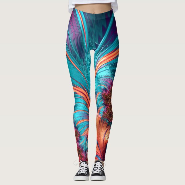 Legging Roteiro de pena fractal (Frente)