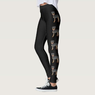 Legging Rottweiler Preto e Castanho Cachorros de Desenho A