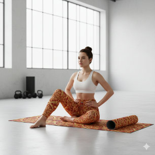 Legging Roupa de Treino Luxuosa Dourada Vermelha Ornata: A